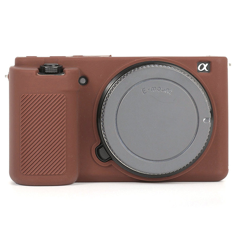 Uniqkart for Sony ZV-E10 ILDC Silicone Cover Anti-slip Dust-proof Anti-collision Silicone Camera Protective Cover - Coffee