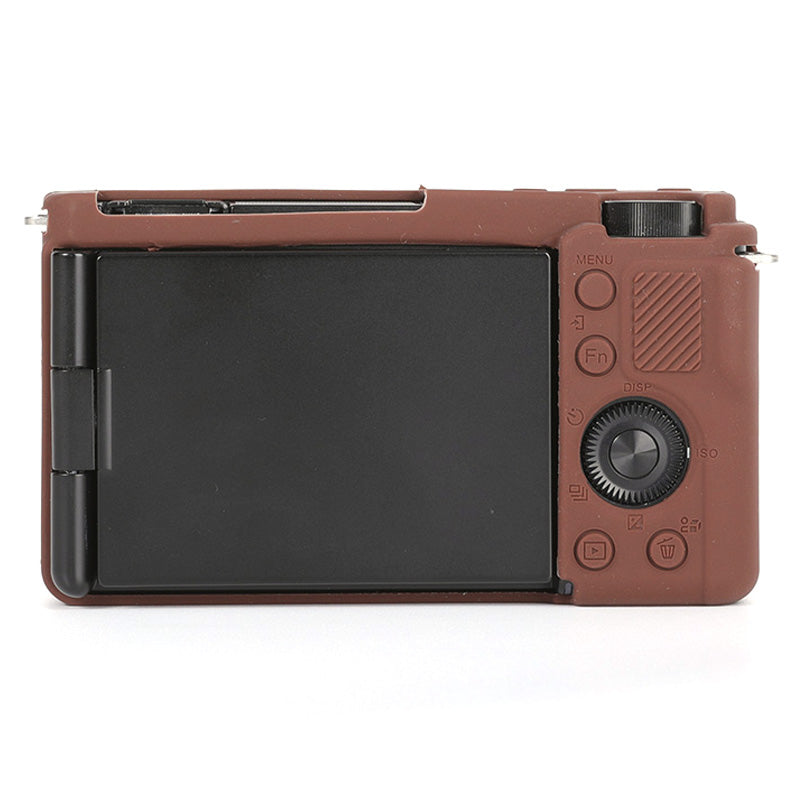 Uniqkart for Sony ZV-E10 ILDC Silicone Cover Anti-slip Dust-proof Anti-collision Silicone Camera Protective Cover - Coffee