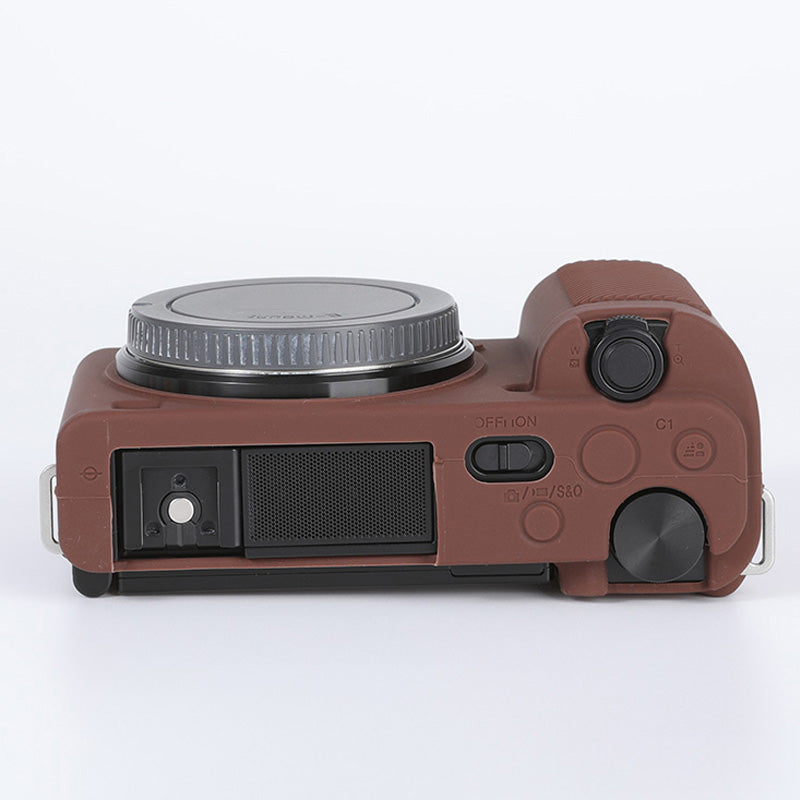 Uniqkart for Sony ZV-E10 ILDC Silicone Cover Anti-slip Dust-proof Anti-collision Silicone Camera Protective Cover - Coffee