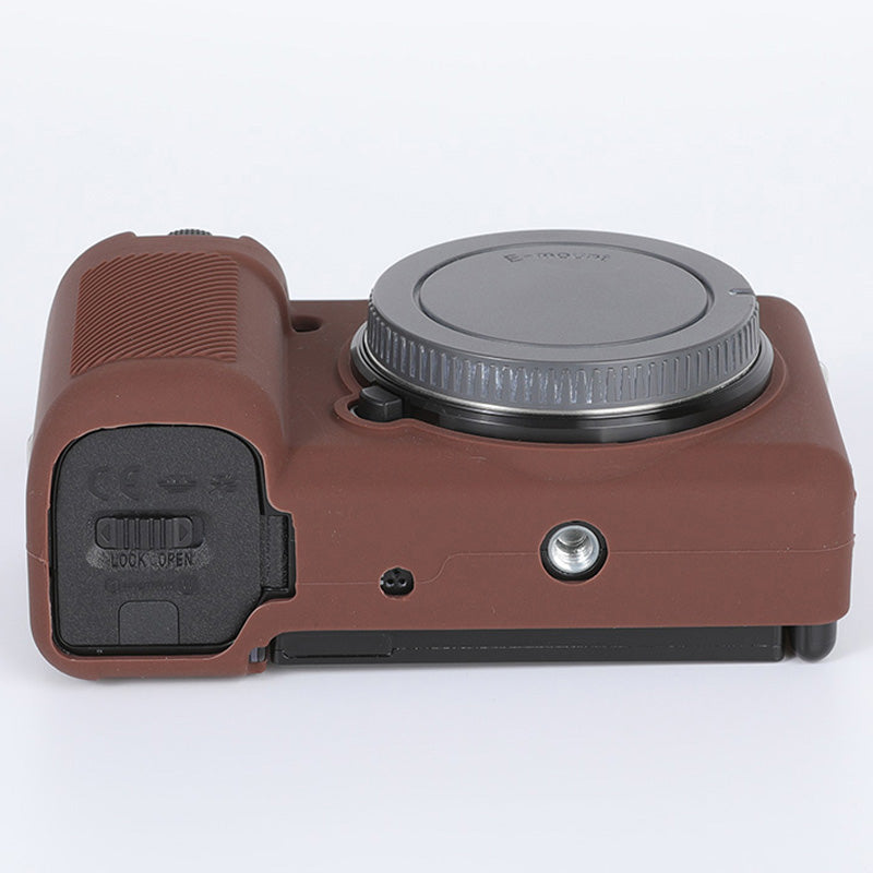 Uniqkart for Sony ZV-E10 ILDC Silicone Cover Anti-slip Dust-proof Anti-collision Silicone Camera Protective Cover - Coffee