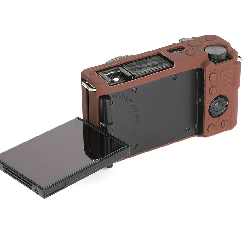 Uniqkart for Sony ZV-E10 ILDC Silicone Cover Anti-slip Dust-proof Anti-collision Silicone Camera Protective Cover - Coffee