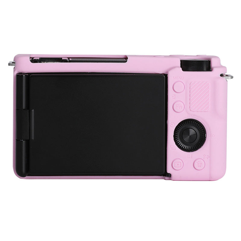 Uniqkart for Sony ZV-E10 ILDC Silicone Cover Anti-slip Dust-proof Anti-collision Silicone Camera Protective Cover - Pink