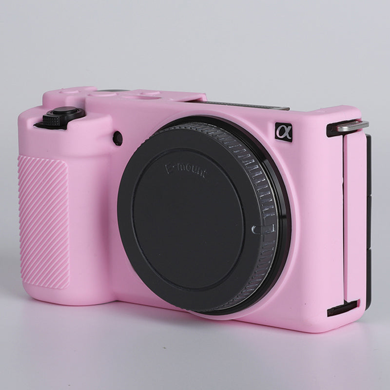 Uniqkart for Sony ZV-E10 ILDC Silicone Cover Anti-slip Dust-proof Anti-collision Silicone Camera Protective Cover - Pink