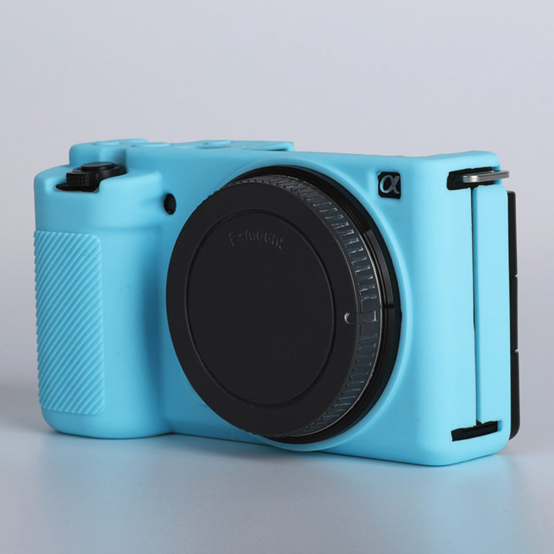 Uniqkart for Sony ZV-E10 ILDC Silicone Cover Anti-slip Dust-proof Anti-collision Silicone Camera Protective Cover - Blue