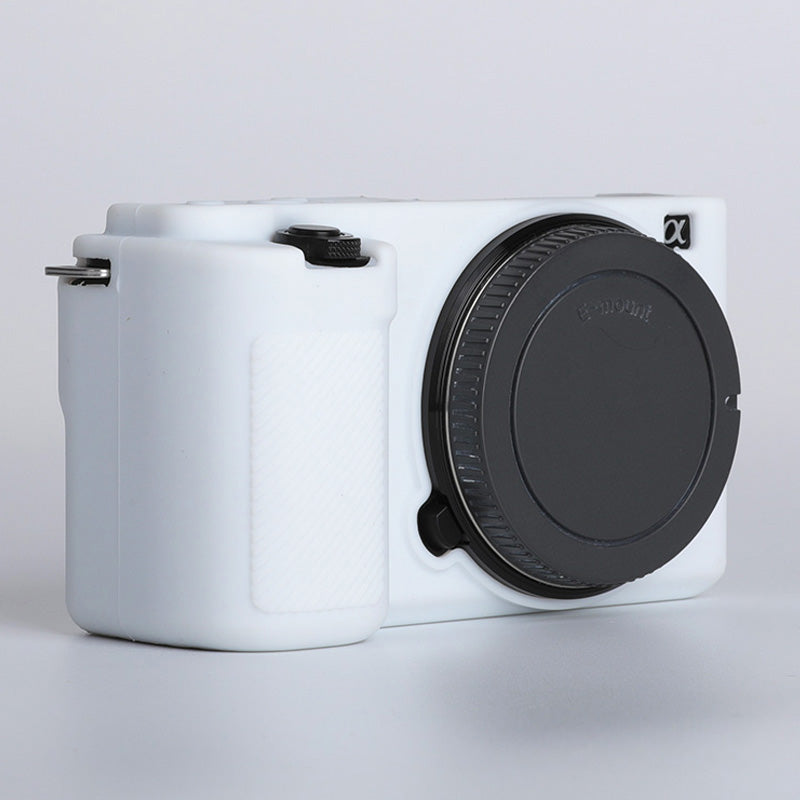 Uniqkart for Sony ZV-E10 ILDC Silicone Cover Anti-slip Dust-proof Anti-collision Silicone Camera Protective Cover - White