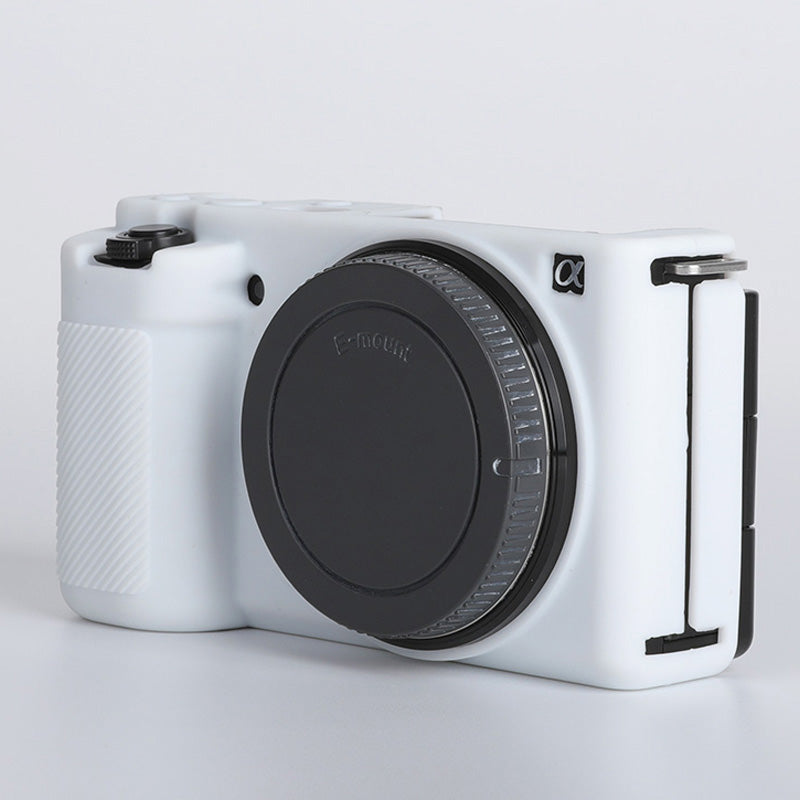 Uniqkart for Sony ZV-E10 ILDC Silicone Cover Anti-slip Dust-proof Anti-collision Silicone Camera Protective Cover - White