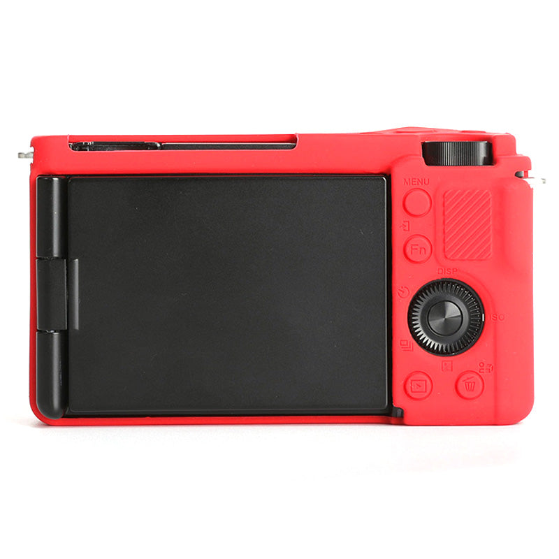 Uniqkart for Sony ZV-E10 ILDC Silicone Cover Anti-slip Dust-proof Anti-collision Silicone Camera Protective Cover - Red