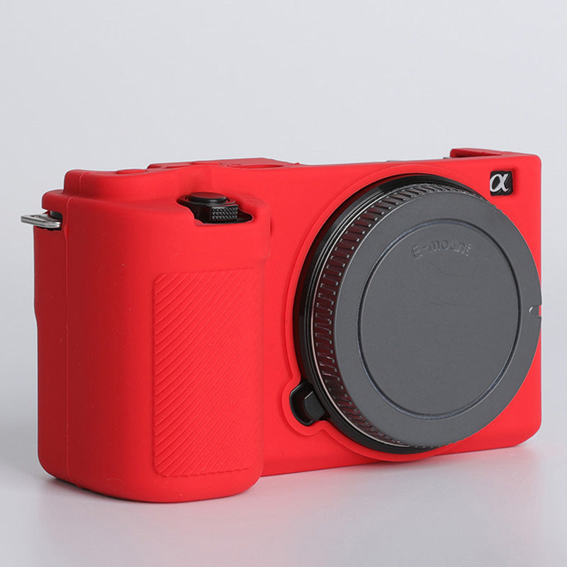 Uniqkart for Sony ZV-E10 ILDC Silicone Cover Anti-slip Dust-proof Anti-collision Silicone Camera Protective Cover - Red