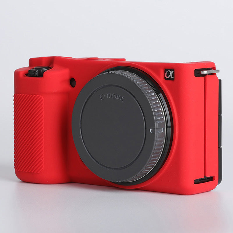 Uniqkart for Sony ZV-E10 ILDC Silicone Cover Anti-slip Dust-proof Anti-collision Silicone Camera Protective Cover - Red