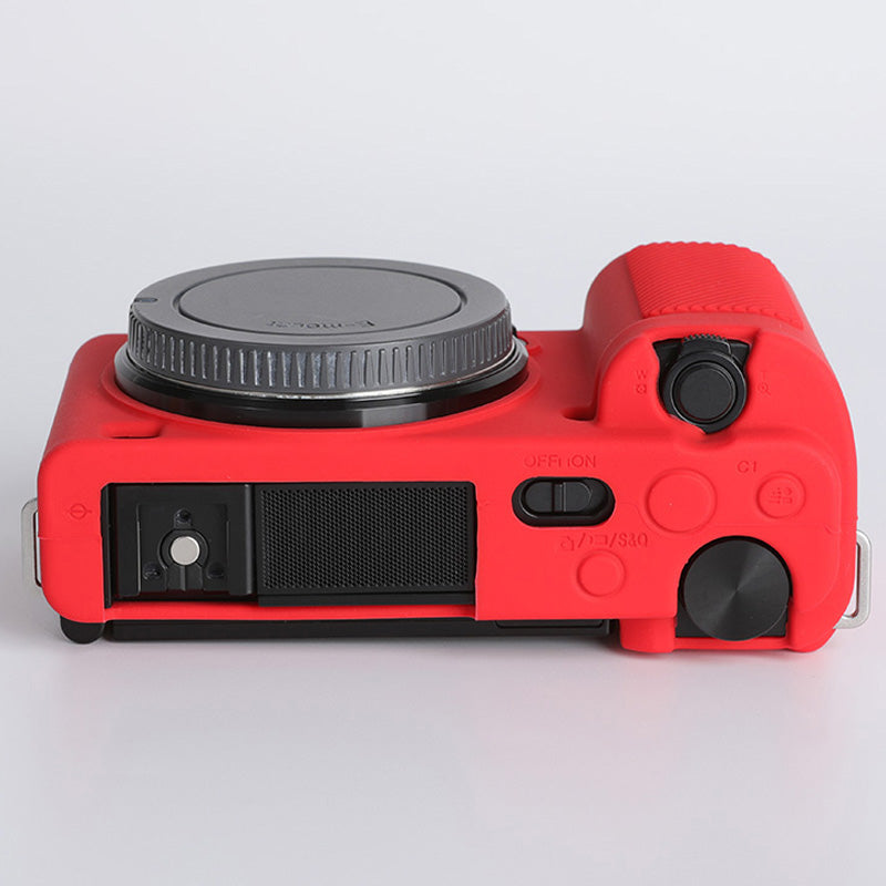 Uniqkart for Sony ZV-E10 ILDC Silicone Cover Anti-slip Dust-proof Anti-collision Silicone Camera Protective Cover - Red