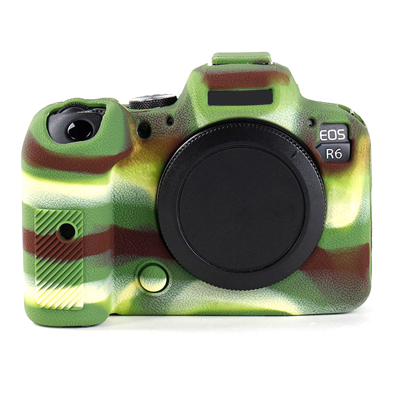 Uniqkart for Canon EOS R6 Litchi Texture Silicone DSLR Camera Protective Cover Case - Camouflage