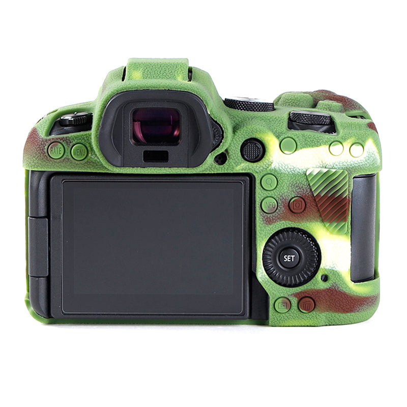 Uniqkart for Canon EOS R6 Litchi Texture Silicone DSLR Camera Protective Cover Case - Camouflage