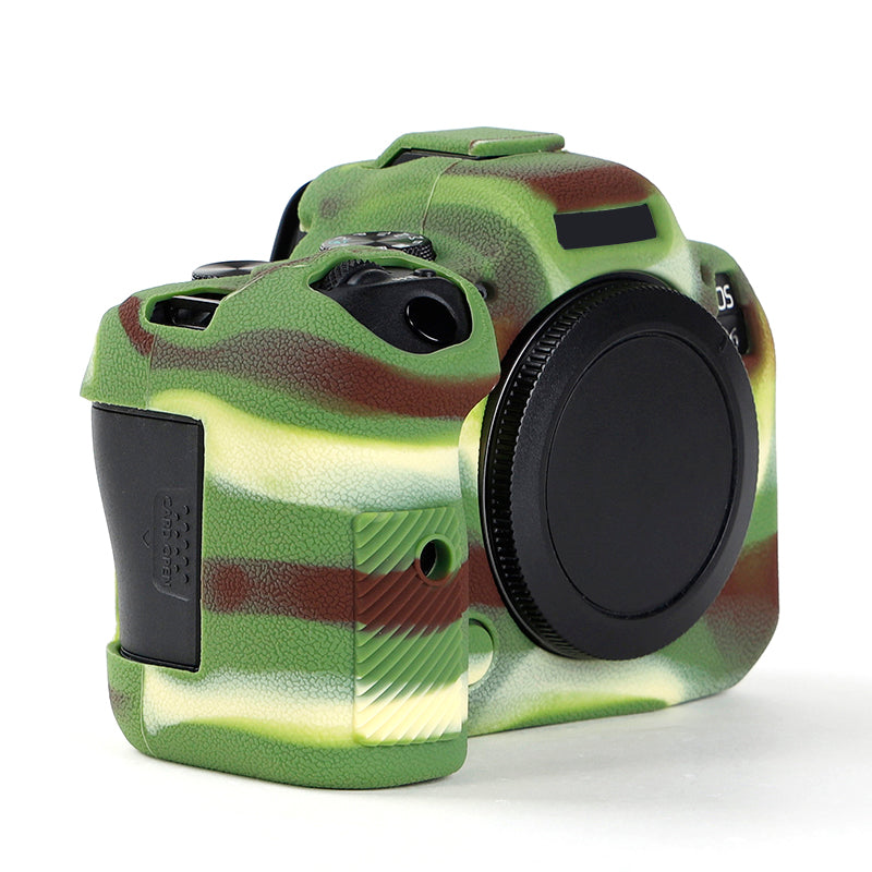 Uniqkart for Canon EOS R6 Litchi Texture Silicone DSLR Camera Protective Cover Case - Camouflage