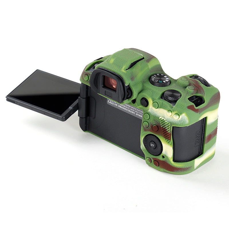Uniqkart for Canon EOS R6 Litchi Texture Silicone DSLR Camera Protective Cover Case - Camouflage