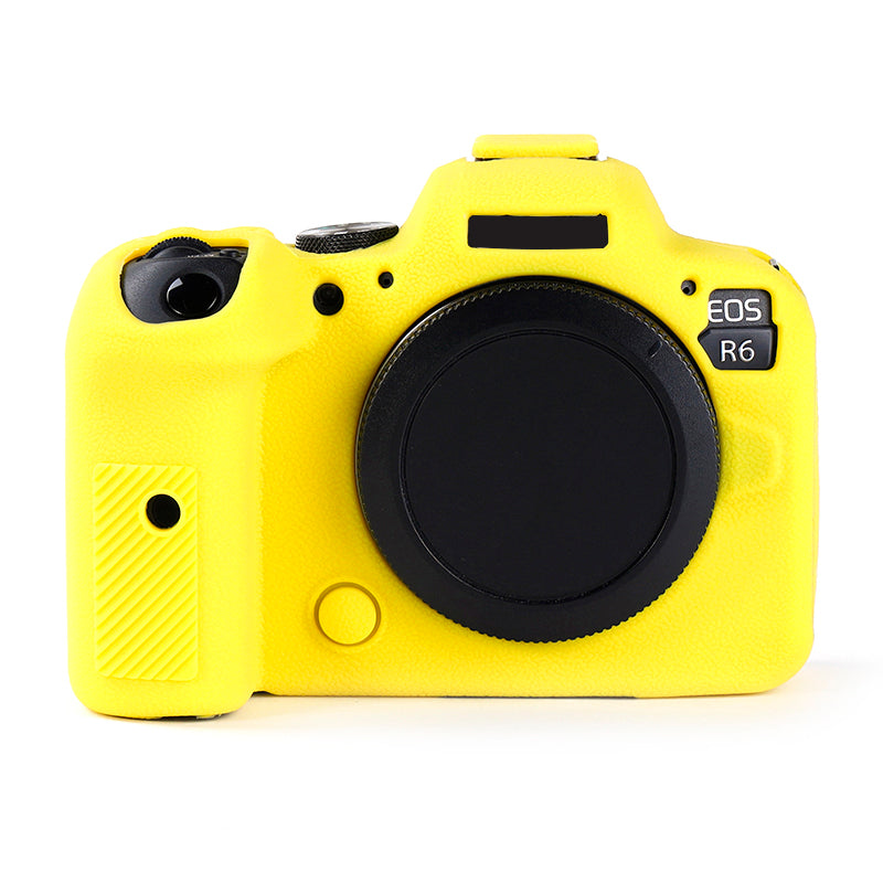 Uniqkart for Canon EOS R6 Litchi Texture Silicone DSLR Camera Protective Cover Case - Yellow