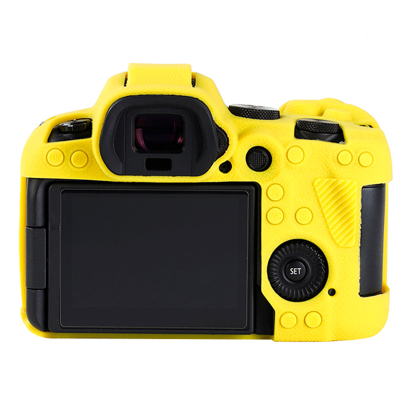 Uniqkart for Canon EOS R6 Litchi Texture Silicone DSLR Camera Protective Cover Case - Yellow
