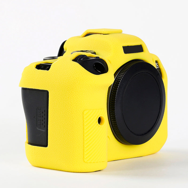 Uniqkart for Canon EOS R6 Litchi Texture Silicone DSLR Camera Protective Cover Case - Yellow