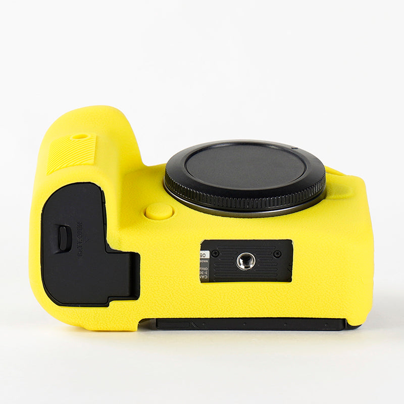 Uniqkart for Canon EOS R6 Litchi Texture Silicone DSLR Camera Protective Cover Case - Yellow