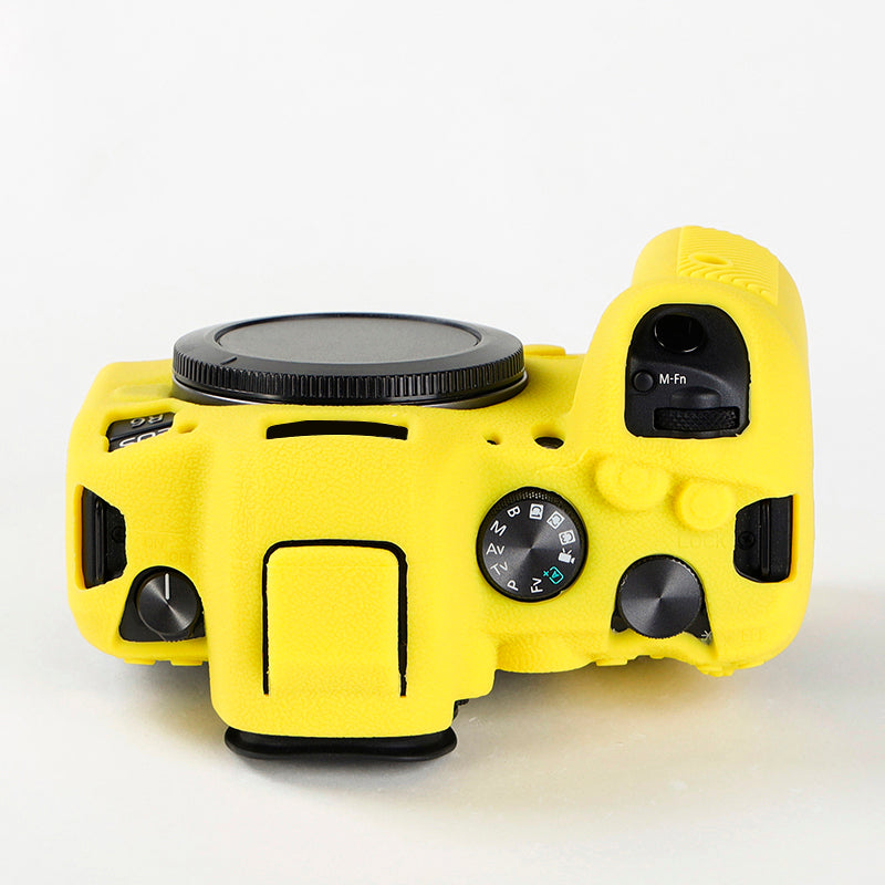 Uniqkart for Canon EOS R6 Litchi Texture Silicone DSLR Camera Protective Cover Case - Yellow