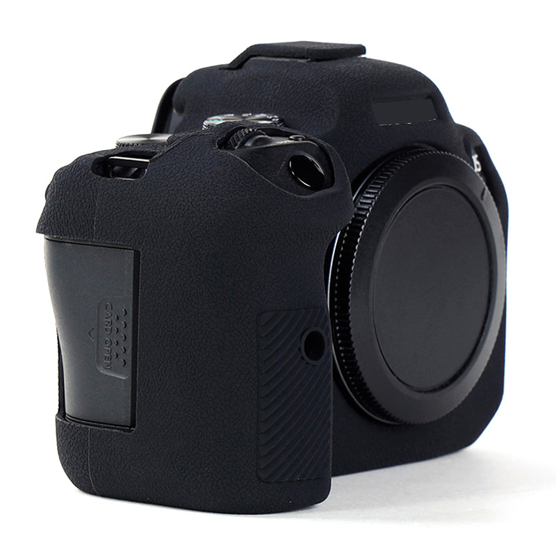 Uniqkart for Canon EOS R6 Litchi Texture Silicone DSLR Camera Protective Cover Case - Black