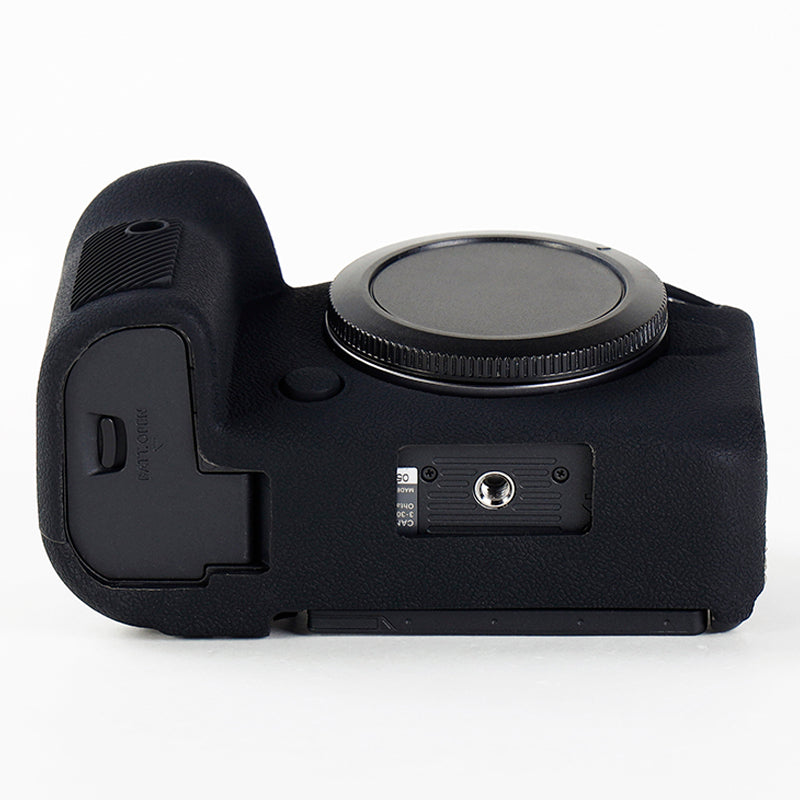 Uniqkart for Canon EOS R6 Litchi Texture Silicone DSLR Camera Protective Cover Case - Black