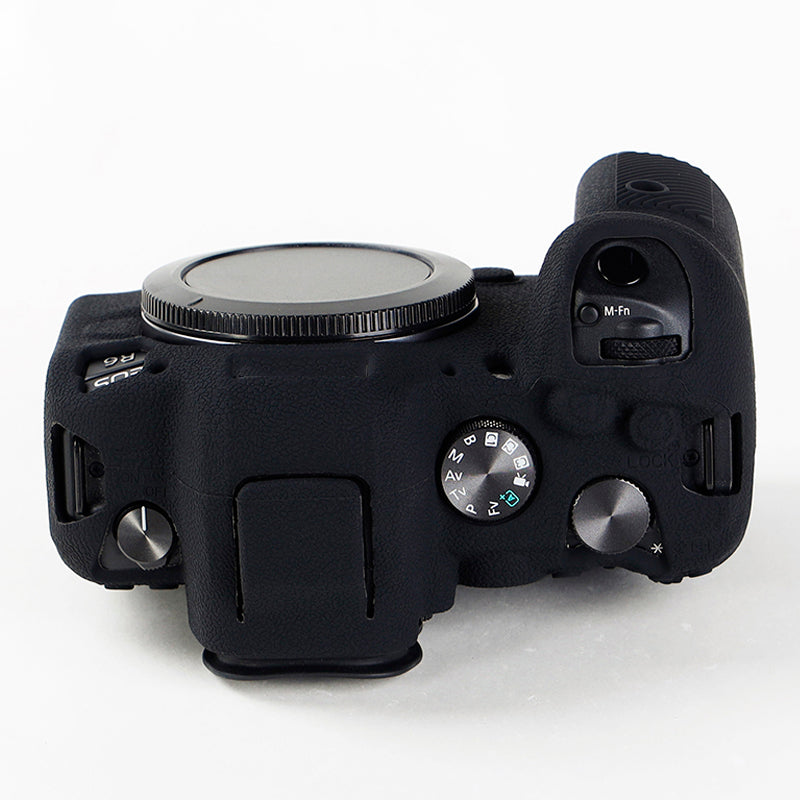 Uniqkart for Canon EOS R6 Litchi Texture Silicone DSLR Camera Protective Cover Case - Black