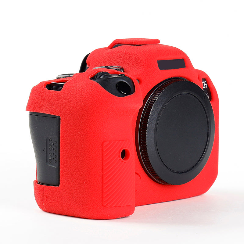 Uniqkart for Canon EOS R6 Litchi Texture Silicone DSLR Camera Protective Cover Case - Red