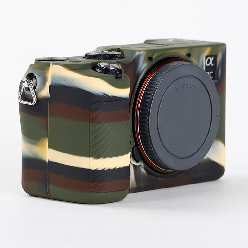 Uniqkart for Sony A7C Anti-slip Dust-proof Anti-collision Silicone ILDC Camera Protective Cover Case - Camouflage