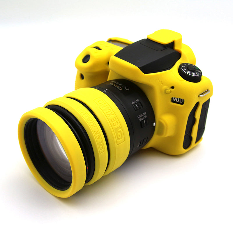 for Nikon/Sony/Fuji/Panasonic SLR Camera Lens Metal Protection Ring 52mm 55mm 58mm 62mm 67mm 72mm 77mm Lens Tube Silicone Protection Ring Kit - Yellow//for 52mm Lens