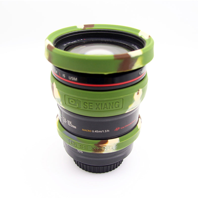 for Nikon/Sony/Fuji/Panasonic SLR Camera Lens Metal Protection Ring 52mm 55mm 58mm 62mm 67mm 72mm 77mm Lens Tube Silicone Protection Ring Kit - Camouflage Green//for 52mm Lens
