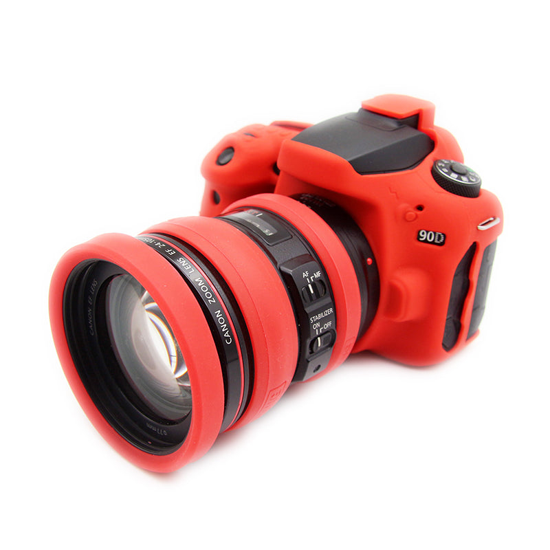 for Nikon/Sony/Fuji/Panasonic SLR Camera Lens Metal Protection Ring 52mm 55mm 58mm 62mm 67mm 72mm 77mm Lens Tube Silicone Protection Ring Kit - Red//for 55mm Lens