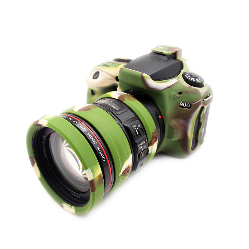 for Nikon/Sony/Fuji/Panasonic SLR Camera Lens Metal Protection Ring 52mm 55mm 58mm 62mm 67mm 72mm 77mm Lens Tube Silicone Protection Ring Kit - Camouflage Green//for 55mm Lens