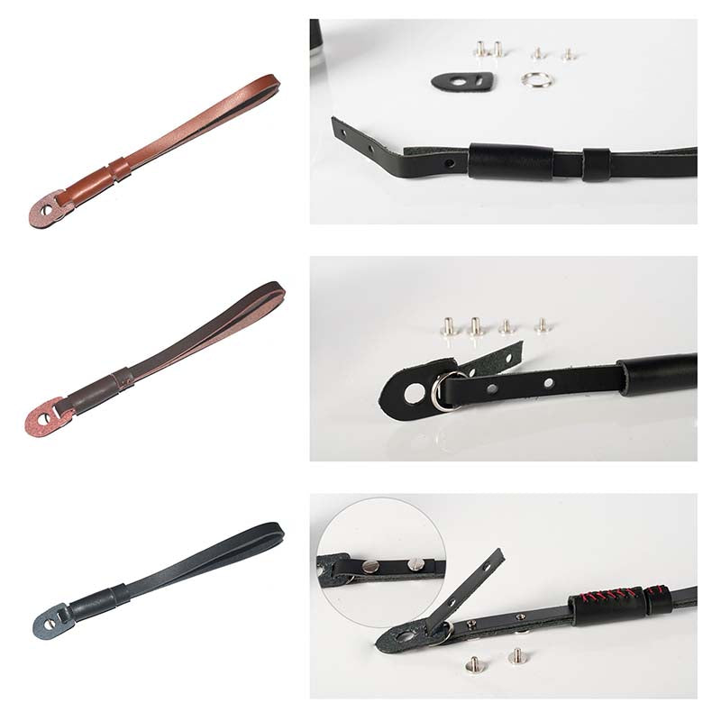 Genuine Lambskin Leather Wrist Strap Hand Grip for Canon Nikon Sony Fujifilm Panasonic Cameras - Brown