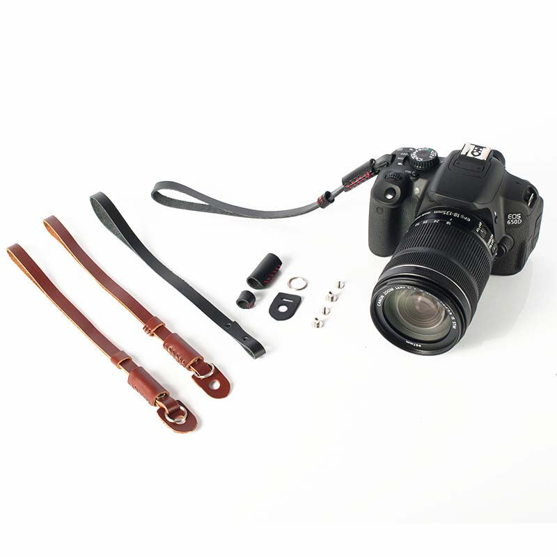 Genuine Lambskin Leather Wrist Strap Hand Grip for Canon Nikon Sony Fujifilm Panasonic Cameras - Brown