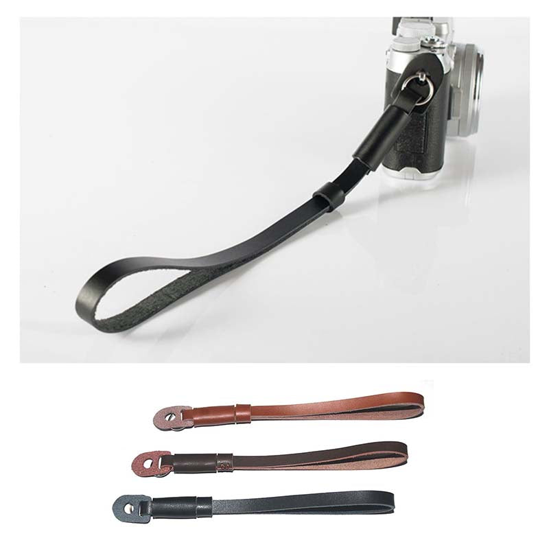 Genuine Lambskin Leather Wrist Strap Hand Grip for Canon Nikon Sony Fujifilm Panasonic Cameras - Brown