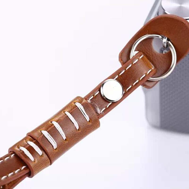 Genuine Lambskin Leather Wrist Strap Hand Grip for Canon Nikon Sony Fujifilm Panasonic Cameras - Brown