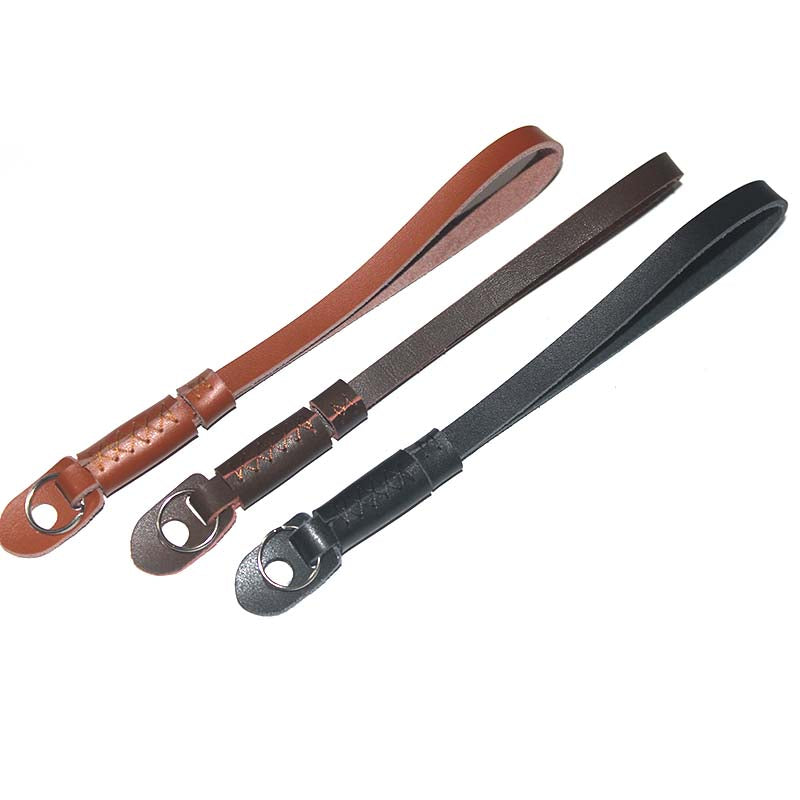 Genuine Lambskin Leather Wrist Strap Hand Grip for Canon Nikon Sony Fujifilm Panasonic Cameras - Black