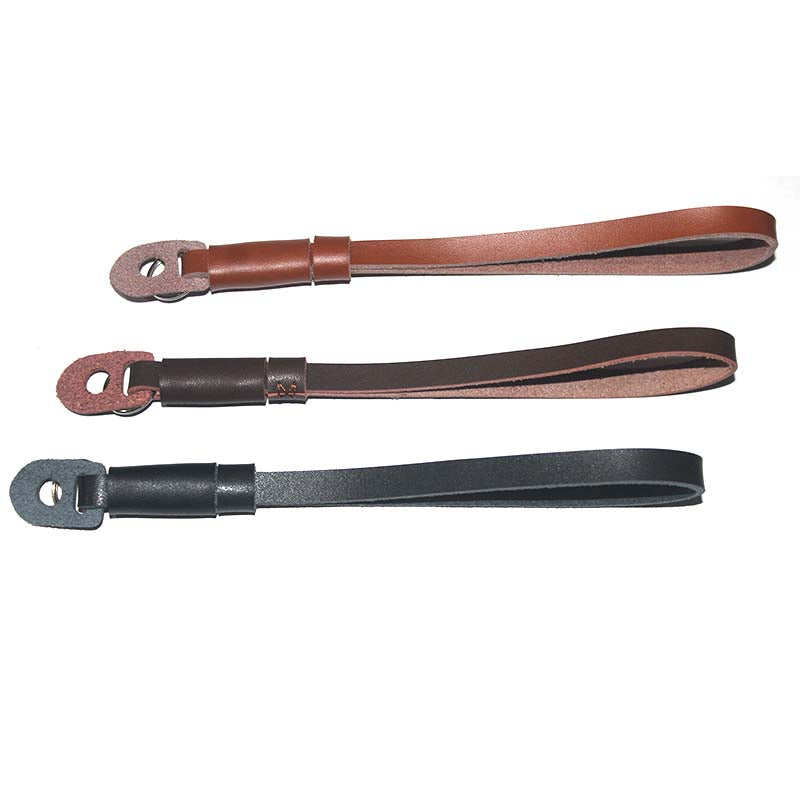 Genuine Lambskin Leather Wrist Strap Hand Grip for Canon Nikon Sony Fujifilm Panasonic Cameras - Black