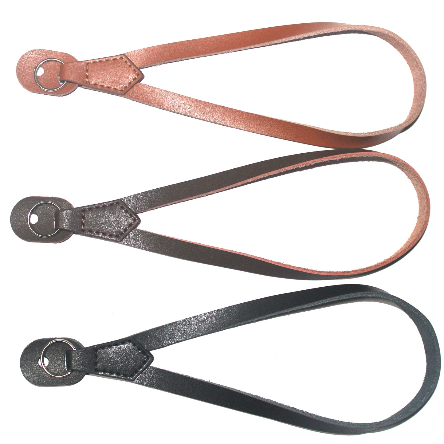 Camera Wrist Strap Grip Genuine Lambskin Leather Hand Strap for Canon Nikon Sony Fujifilm Panasonic Cameras - Black