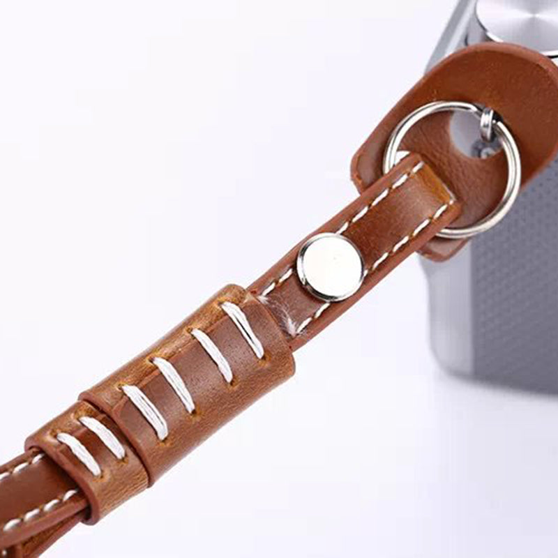 Camera Wrist Strap Grip Genuine Lambskin Leather Hand Strap for Canon Nikon Sony Fujifilm Panasonic Cameras - Brown