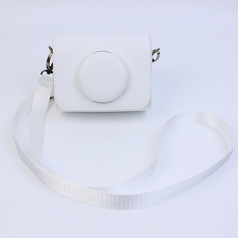 PU Leather Camera Bag for Sony ZV-1 Camera Shoulder Bag Horizontal Style Protective Cover - White