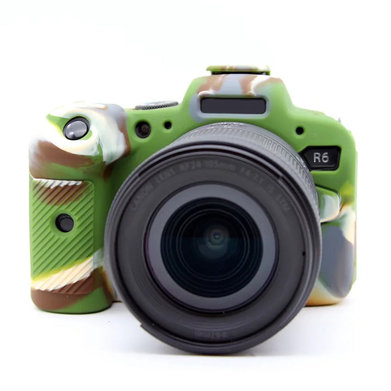 Uniqkart for Canon EOS R6 Anti-scratch Digital Camera Soft Silicone Textured Surface Case Portable Protective Sleeve - Camouflage