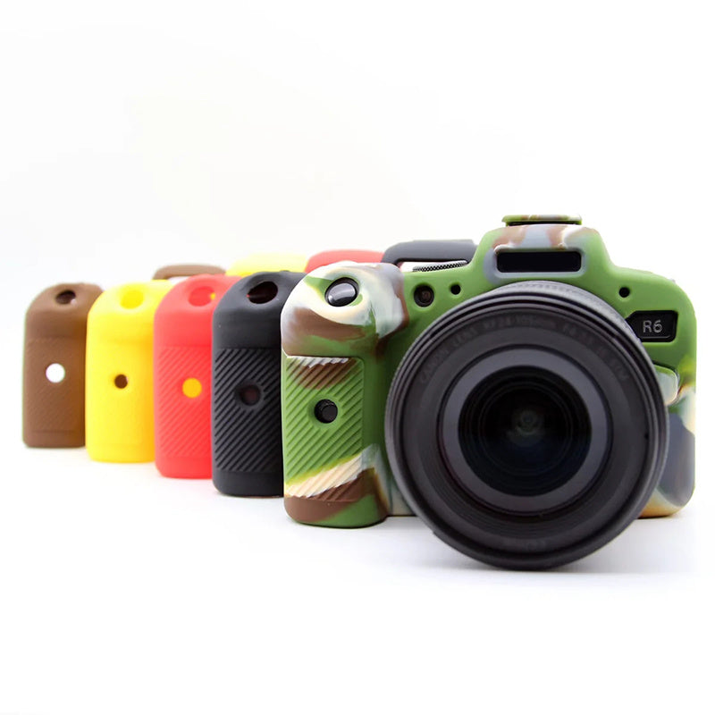 Uniqkart for Canon EOS R6 Anti-scratch Digital Camera Soft Silicone Textured Surface Case Portable Protective Sleeve - Camouflage