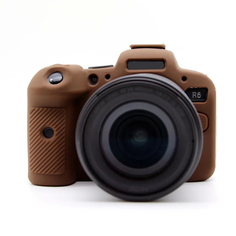 Uniqkart for Canon EOS R6 Anti-scratch Digital Camera Soft Silicone Textured Surface Case Portable Protective Sleeve - Coffee