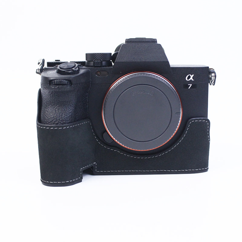 Uniqkart for Sony A7M4/A7S3/A1 Convenient Detachable Camera Bottom Case Protective Half Body Cover Holder - Black
