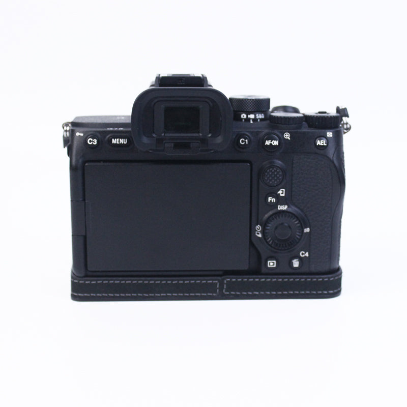 Uniqkart for Sony A7M4/A7S3/A1 Convenient Detachable Camera Bottom Case Protective Half Body Cover Holder - Black
