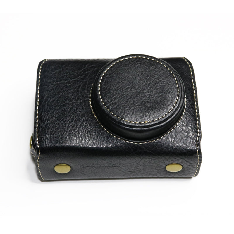 Uniqkart for RICOH GR III /GR3 / GR IIIx / GR3X Retro Texture PU Leather Camera Case Shoulder Bag Protection Battery Replacement Cover - Black