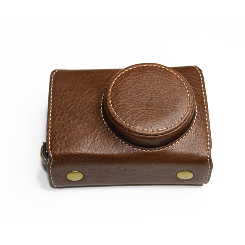 Uniqkart for RICOH GR III /GR3 / GR IIIx / GR3X Retro Texture PU Leather Camera Case Shoulder Bag Protection Battery Replacement Cover - Coffee