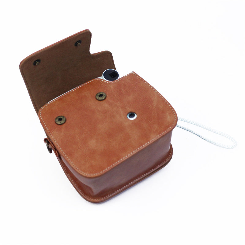 Instant Camera Case for Fujifilm Instax mini 7+, PU Leather Bag with Shoulder Strap - Brown