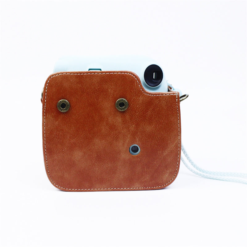 Instant Camera Case for Fujifilm Instax mini 7+, PU Leather Bag with Shoulder Strap - Brown